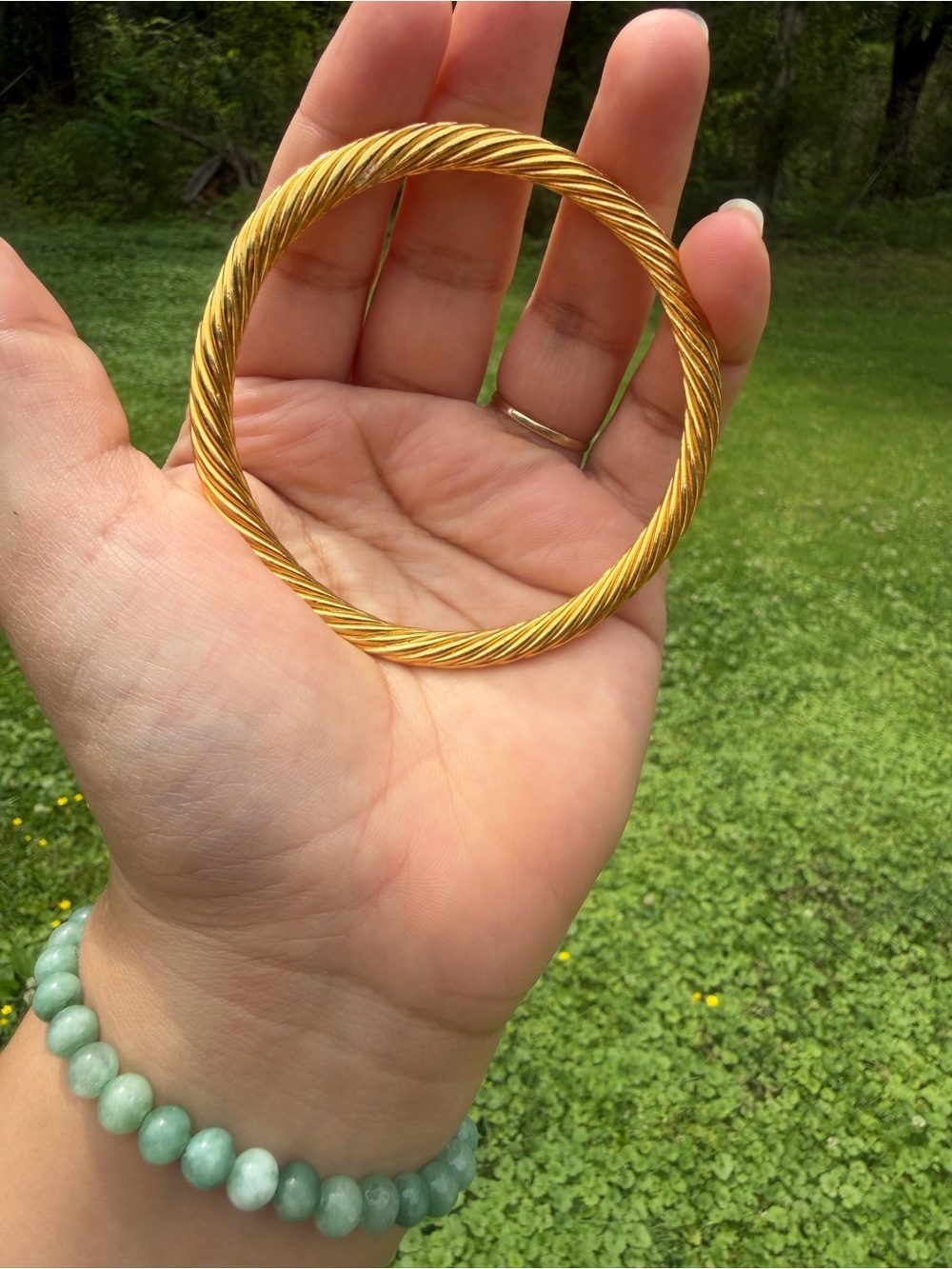 Twisted Rope Gold-Tone Bangle Bracelet for Women